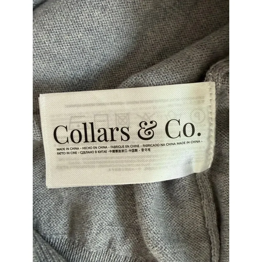 Collars & Co Merino Wool Polo Sweater Men’s S Gray Long Sleeve NWT $118